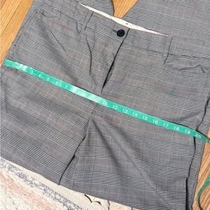 LOFT plaid trousers-black & white with red stripe.